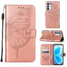 For OPPO Reno5 Pro 5G Embossed Butterfly Leather Phone Case(Rose Gold) - 1