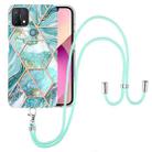 For OPPO A15 / A15s Electroplating Splicing Marble TPU Phone Case with Lanyard(Blue) - 1