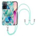 For OPPO A53s 5G / A55 5G / A54 4G / A16 Electroplating Splicing Marble TPU Phone Case with Lanyard(Green) - 1