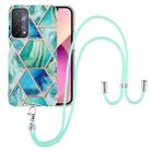For OPPO A74 5G / A93 5G / A54 5G / A93s 5G Electroplating Splicing Marble TPU Phone Case with Lanyard(Green) - 1
