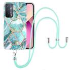 For OPPO A74 5G / A93 5G / A54 5G / A93s 5G Electroplating Splicing Marble TPU Phone Case with Lanyard(Blue) - 1