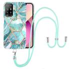 For OPPO A94 5G / A95 5G Electroplating Splicing Marble TPU Phone Case with Lanyard(Blue) - 1