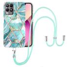 For OPPO Realme 8i Electroplating Splicing Marble TPU Phone Case with Lanyard(Blue) - 1