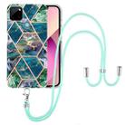 For OPPO Realme C21Y Electroplating Splicing Marble TPU Phone Case with Lanyard(Blue Green) - 1