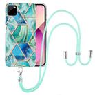 For OPPO Realme C21Y Electroplating Splicing Marble TPU Phone Case with Lanyard(Green) - 1