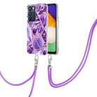 For OPPO Reno6 5G Electroplating Splicing Marble TPU Phone Case with Lanyard(Dark Purple) - 2