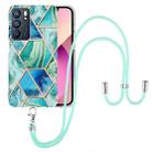 For OPPO Reno6 5G Electroplating Splicing Marble TPU Phone Case with Lanyard(Green) - 1