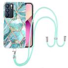 For OPPO Reno6 5G Electroplating Splicing Marble TPU Phone Case with Lanyard(Blue) - 1