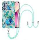 For OPPO Reno6 Pro+ 5G / Reno6 Pro Foreign Electroplating Splicing Marble TPU Phone Case with Lanyard(Green) - 1