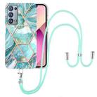 For OPPO Reno6 Pro+ 5G / Reno6 Pro Foreign Electroplating Splicing Marble TPU Phone Case with Lanyard(Blue) - 1