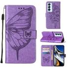 For Tecno Camon 18 Premier Embossed Butterfly Leather Phone Case(Light Purple) - 1