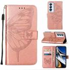 For Tecno Camon 18 Premier Embossed Butterfly Leather Phone Case(Rose Gold) - 1