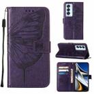 For Tecno Camon 18 Premier Embossed Butterfly Leather Phone Case(Dark Purple) - 1