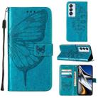 For Tecno Camon 18 Premier Embossed Butterfly Leather Phone Case(Blue) - 1