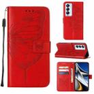 For Tecno Camon 18 Premier Embossed Butterfly Leather Phone Case(Red) - 1