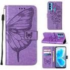 For Tecno Camon 18i Embossed Butterfly Leather Phone Case(Light Purple) - 1