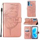 For Tecno Camon 18i Embossed Butterfly Leather Phone Case(Rose Gold) - 1