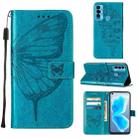 For Tecno Camon 18i Embossed Butterfly Leather Phone Case(Blue) - 1