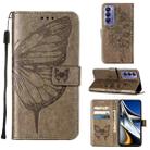 For Tecno Camon 18P / 18 Embossed Butterfly Leather Phone Case(Grey) - 1