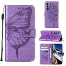 For Tecno Camon 18P / 18 Embossed Butterfly Leather Phone Case(Light Purple) - 1