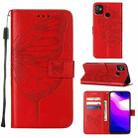 For Tecno Pop 5 Go Embossed Butterfly Leather Phone Case(Red) - 1