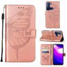 For Tecno Pop 5 LTE Embossed Butterfly Leather Phone Case(Rose Gold) - 1