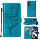For Tecno Pova 2 Embossed Butterfly Leather Phone Case(Blue) - 1