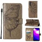 For Tecno Spark 8P Embossed Butterfly Leather Phone Case(Grey) - 1