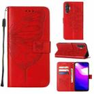 For Tecno Spark 8P Embossed Butterfly Leather Phone Case(Red) - 1