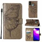 For Tecno Spark Go 2020 & 2021/6 Go Embossed Butterfly Leather Phone Case(Grey) - 1