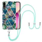 For Motorola Moto E7 Power / E7i Power Electroplating Splicing Marble TPU Phone Case with Lanyard(Blue Green) - 1