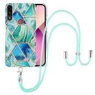 For Motorola Moto E7 Power / E7i Power Electroplating Splicing Marble TPU Phone Case with Lanyard(Green) - 1