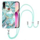 For Motorola Moto E7 Power / E7i Power Electroplating Splicing Marble TPU Phone Case with Lanyard(Blue) - 1