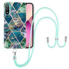 For Motorola Moto E20 / E30 / E40 Electroplating Splicing Marble TPU Phone Case with Lanyard(Blue Green) - 1