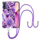 For Motorola Moto G Pure Electroplating Splicing Marble TPU Phone Case with Lanyard(Dark Purple) - 1