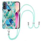 For Motorola Moto G Pure Electroplating Splicing Marble TPU Phone Case with Lanyard(Green) - 1