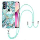 For Motorola Moto G Pure Electroplating Splicing Marble TPU Phone Case with Lanyard(Blue) - 1