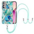 For Motorola Moto G Stylus 2022 4G Electroplating Splicing Marble TPU Phone Case with Lanyard(Green) - 1