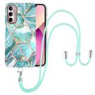 For Motorola Moto G Stylus 2022 4G Electroplating Splicing Marble TPU Phone Case with Lanyard(Blue) - 1