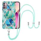 For Motorola Moto G30 / G20 / G10 / G10 Power Electroplating Splicing Marble TPU Phone Case with Lanyard(Green) - 1