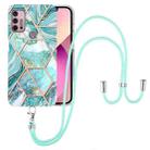 For Motorola Moto G30 / G20 / G10 / G10 Power Electroplating Splicing Marble TPU Phone Case with Lanyard(Blue) - 1