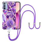 For Motorola Moto G31 / G41 Electroplating Splicing Marble TPU Phone Case with Lanyard(Dark Purple) - 1