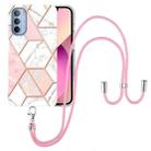 For Motorola Moto G31 / G41 Electroplating Splicing Marble TPU Phone Case with Lanyard(Pink White) - 1