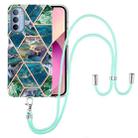 For Motorola Moto G31 / G41 Electroplating Splicing Marble TPU Phone Case with Lanyard(Blue Green) - 1