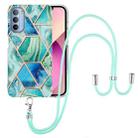 For Motorola Moto G31 / G41 Electroplating Splicing Marble TPU Phone Case with Lanyard(Green) - 1