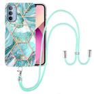 For Motorola Moto G31 / G41 Electroplating Splicing Marble TPU Phone Case with Lanyard(Blue) - 1