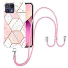 For Motorola Moto G50 5G Electroplating Splicing Marble TPU Phone Case with Lanyard(Pink White) - 1