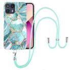 For Motorola Moto G50 5G Electroplating Splicing Marble TPU Phone Case with Lanyard(Blue) - 1