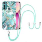 For Motorola Moto G60 / G40 Fusion Electroplating Splicing Marble TPU Phone Case with Lanyard(Blue) - 1