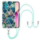 For Motorola Moto G71 5G Electroplating Splicing Marble TPU Phone Case with Lanyard(Blue Green) - 1